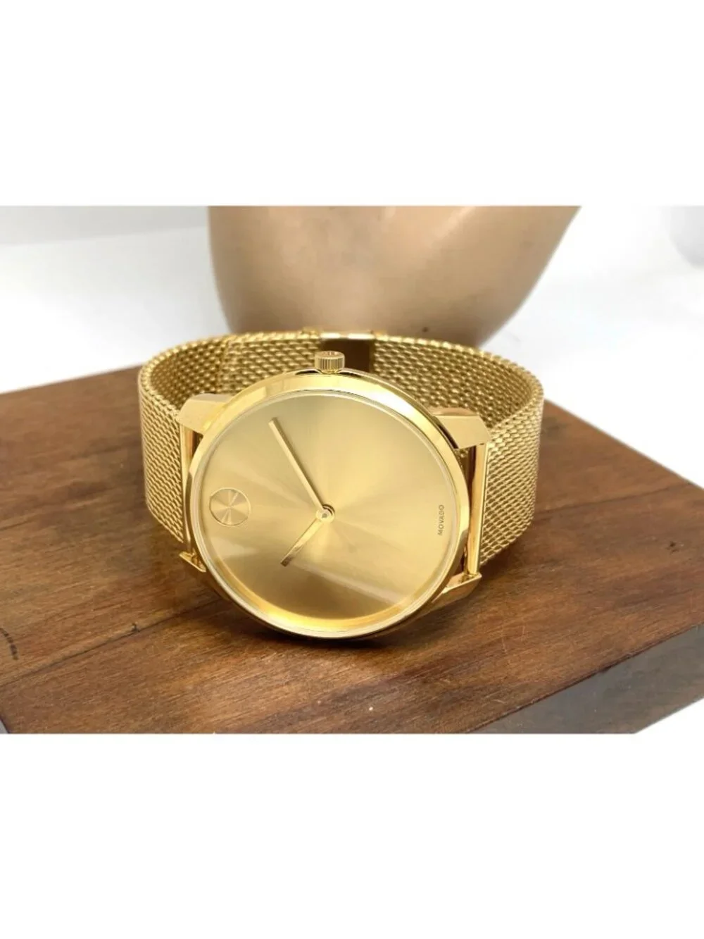 Movado Men's Watch 3600588 Bold Gold Dial Swiss Quartz Steel Mesh Bracelet 42mm